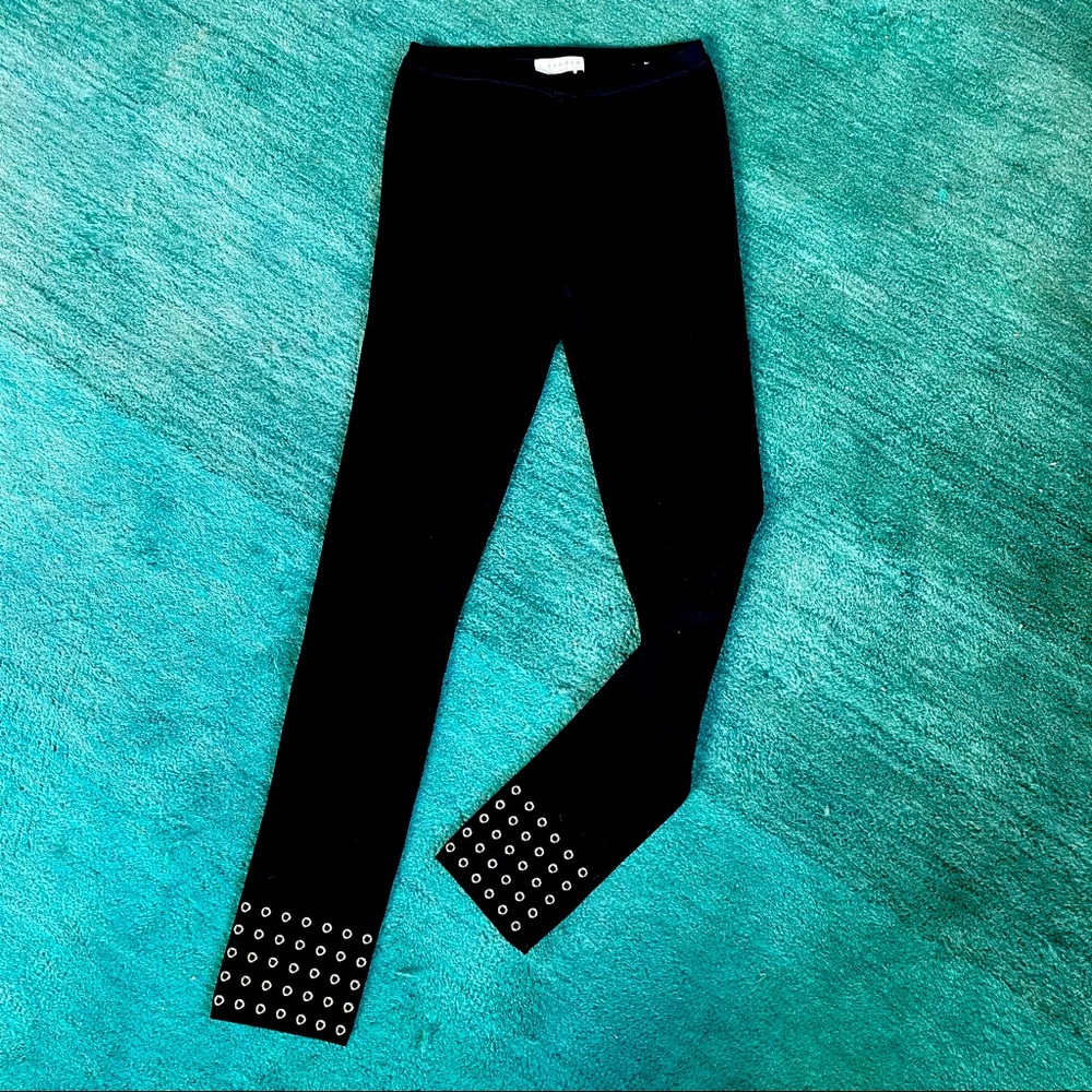 Black NEW Sandro leggings with silver ringlet ankle details